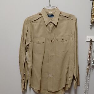 Ralph Lauren Tan Linen Shirt, Size Large